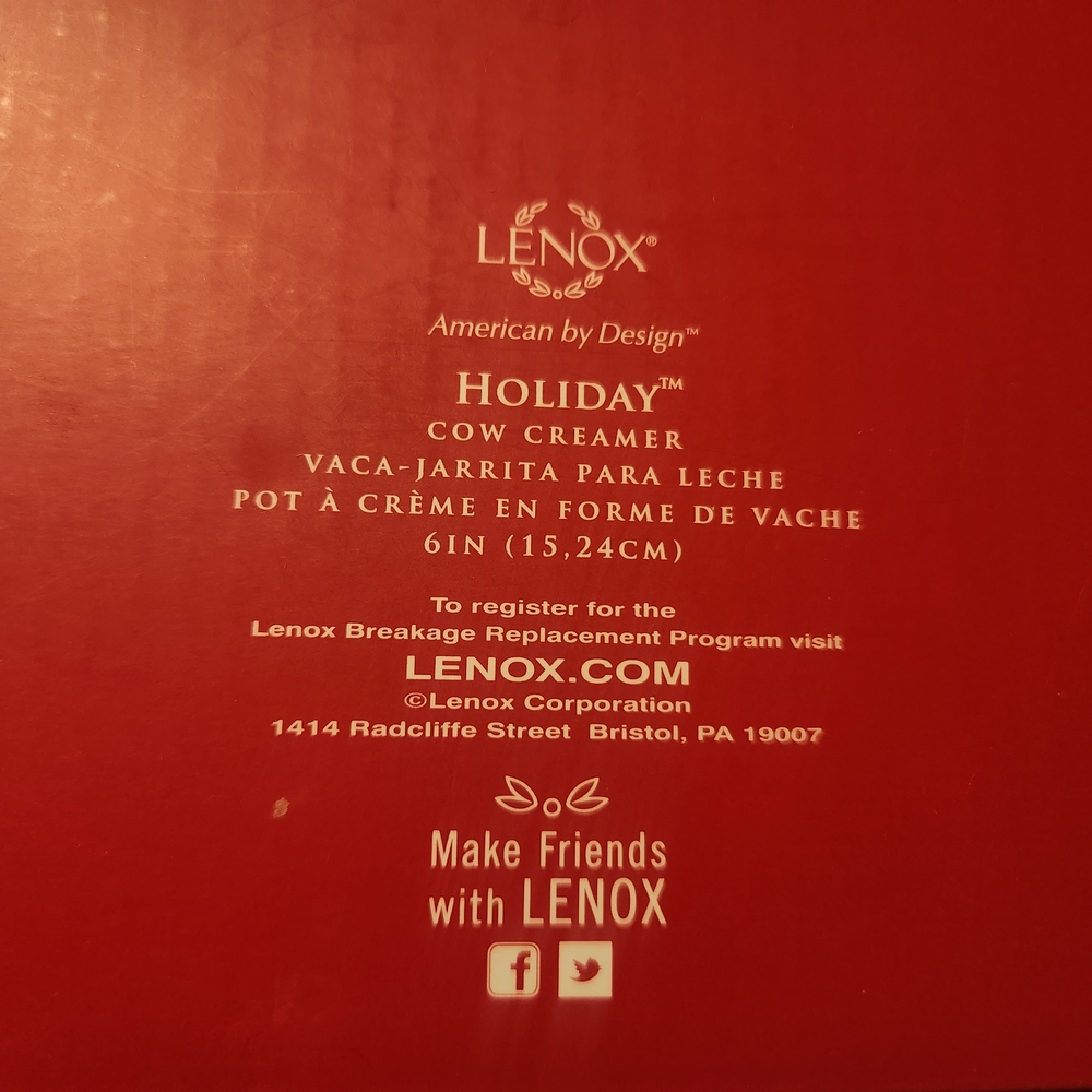 Lenox American By Design Holiday Cow Creamer NEW IN BOX - Picture 13 of 16